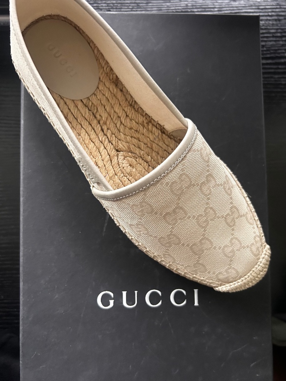 NEW Gucci GG Canvas Espadrilles - White - EU 37.5 (37+) - Authentic